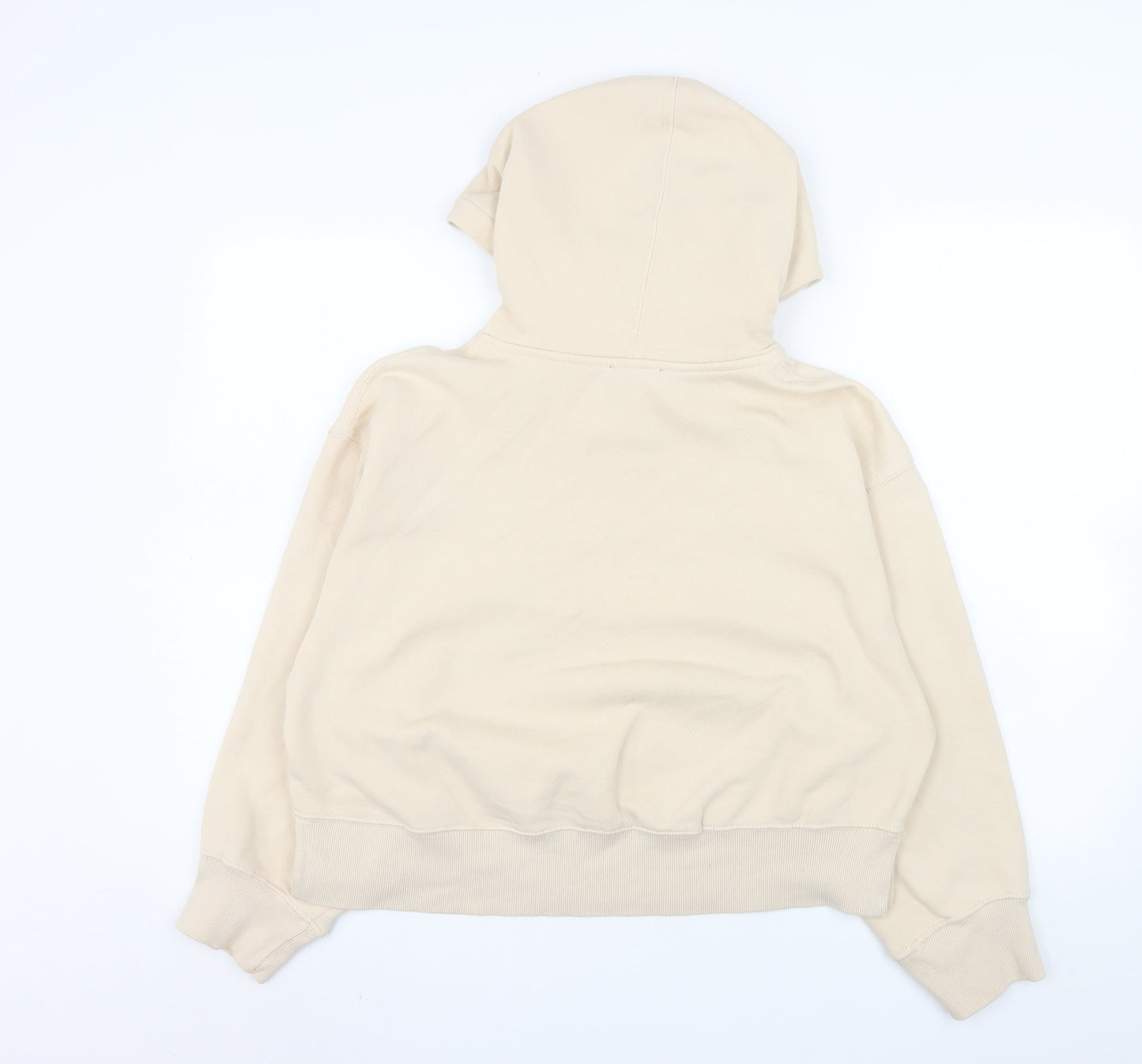Zara Women Beige Pullover Hoodie Medium Cotton Blend