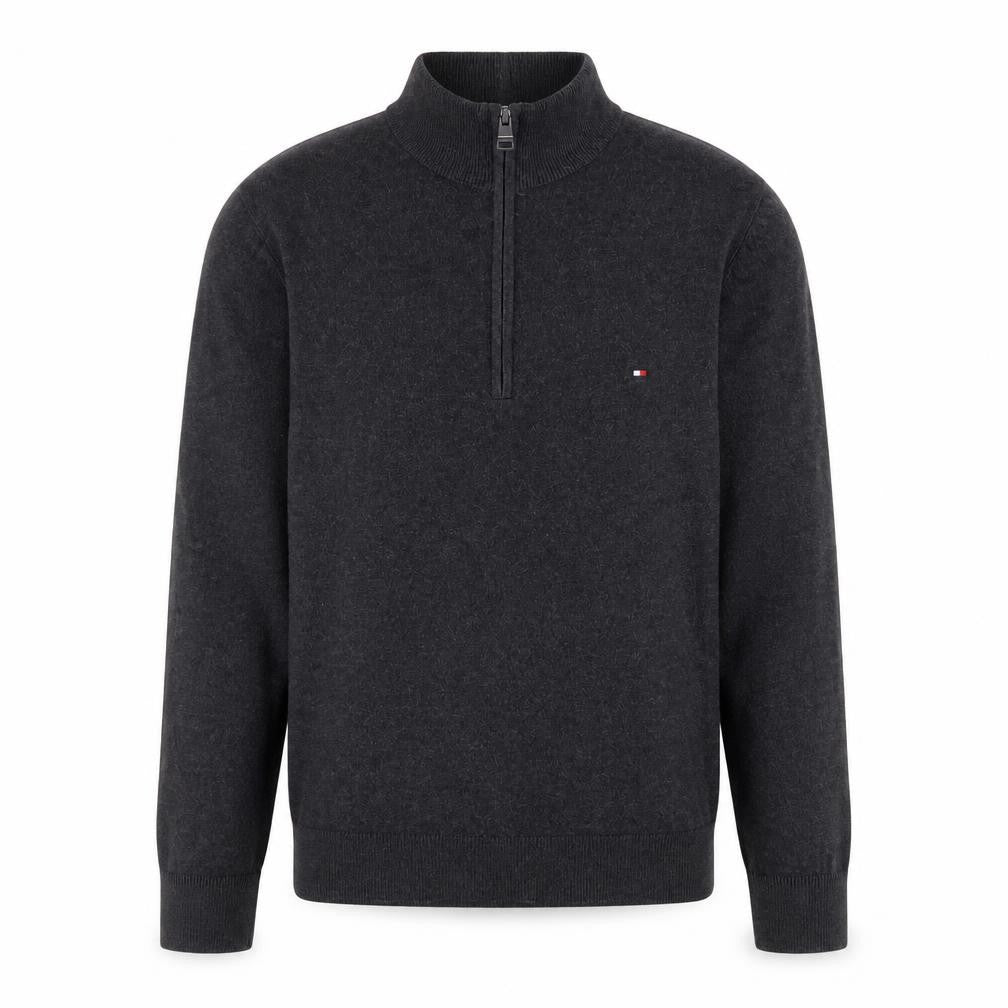 Tommy Hilfiger Mens Grey M 1/4 Zip Mock Neck Knit Sweatshirt