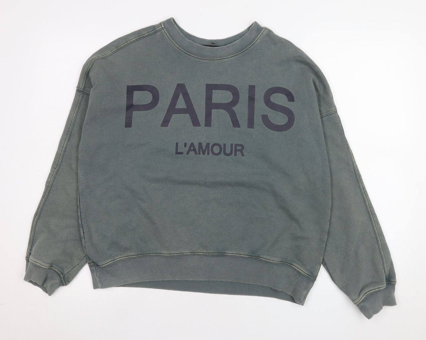 Next Men’s Green Paris L’Amour Graphic Sweatshirt Size M Relaxed Fit
