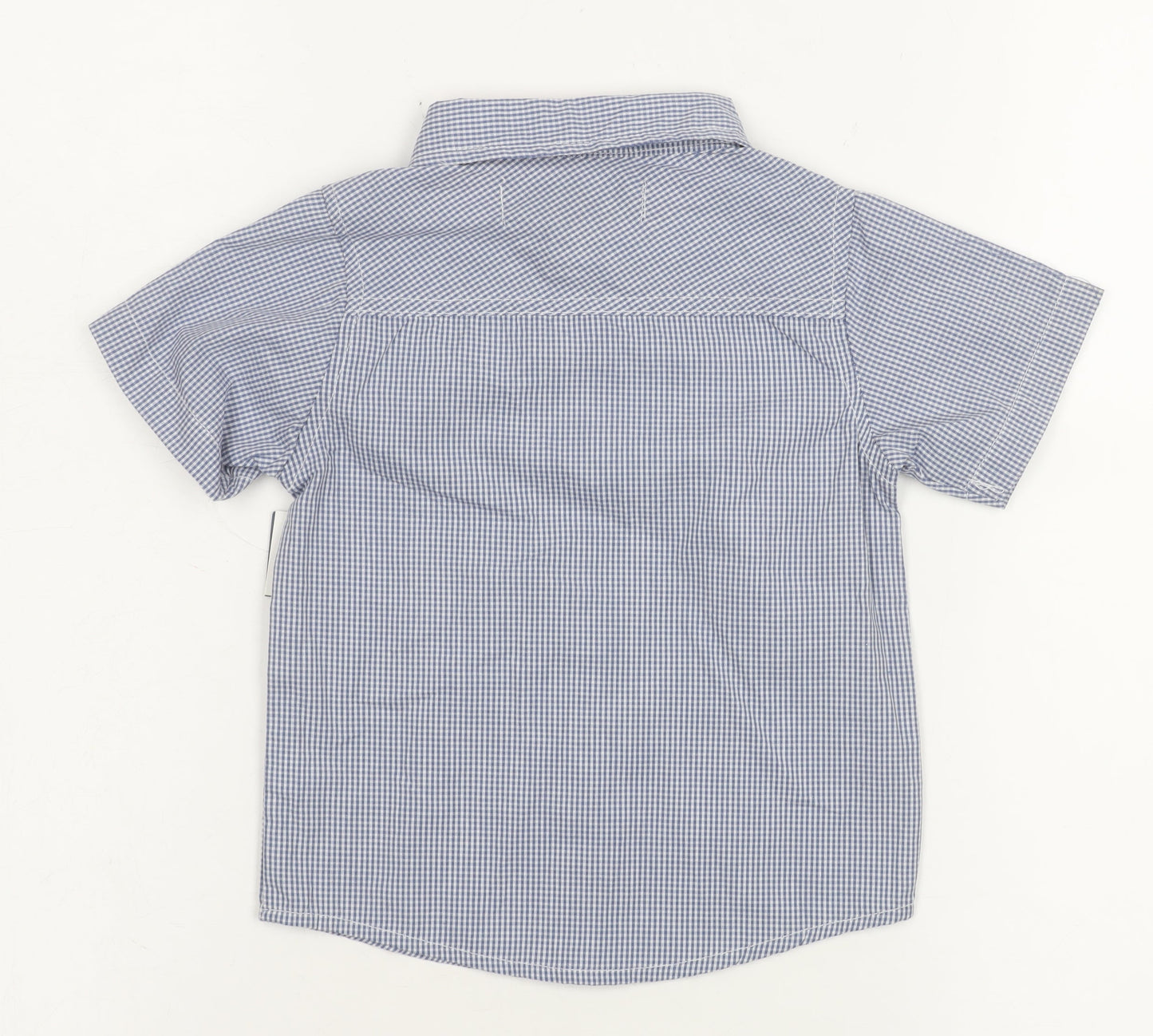 U.S. Polo Assn. Boys Blue Check Short Sleeve Button-Up Shirt 18-24 Months