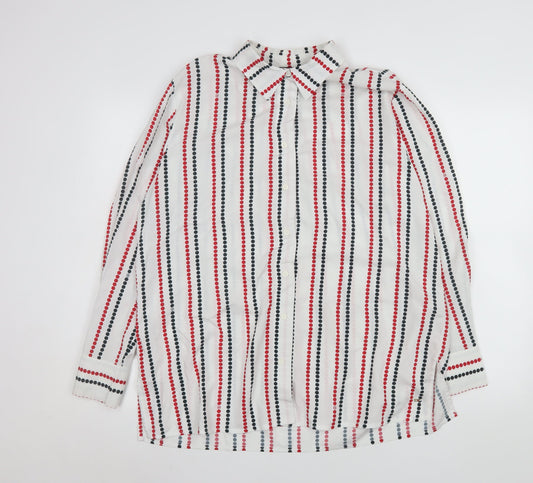 Tommy Hilfiger Mens White Red Blue Striped Long Sleeve Button-Up Shirt M
