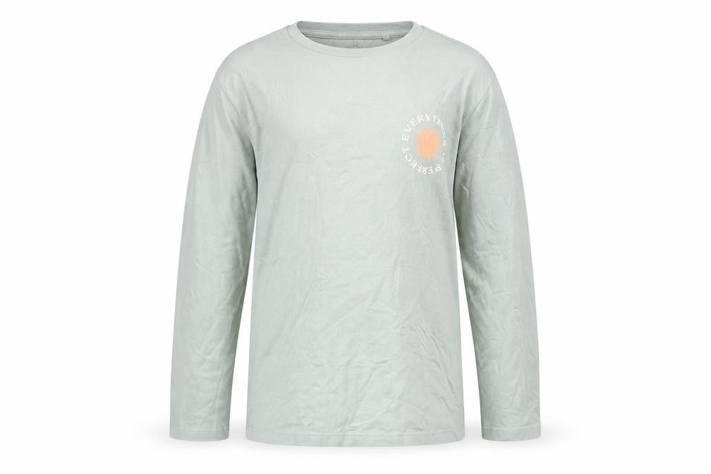 Front view of Unit Kids girls’ green long sleeve graphic cotton t-shirt 11-12 years