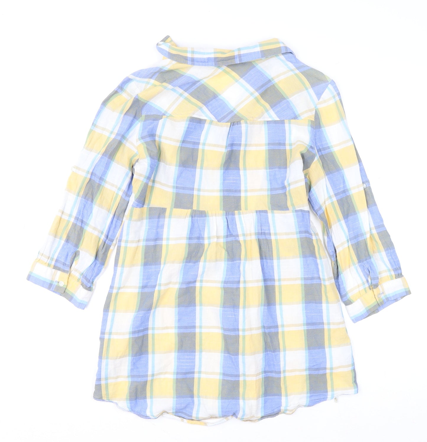 Dunnes Women's Multicoloured Checked Cotton Tunic Blouse Size 12