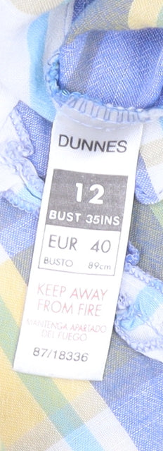 Dunnes Women's Multicoloured Checked Cotton Tunic Blouse Size 12