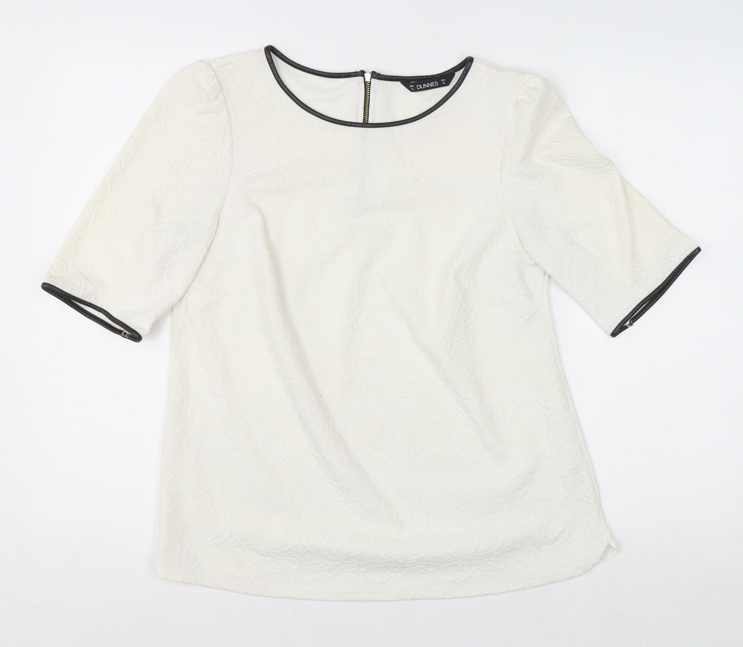 Dunnes Women’s Ivory Short Sleeve Textured Blouse Size 12