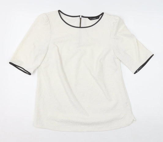 Dunnes Women’s Ivory Short Sleeve Textured Blouse Size 12