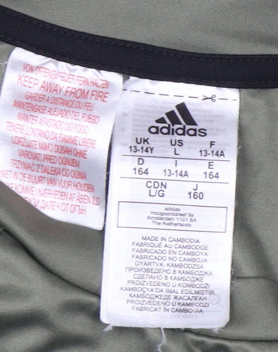 Adidas Boys Green 13-14 Years Short Sleeve Aeroready Sports T-Shirt