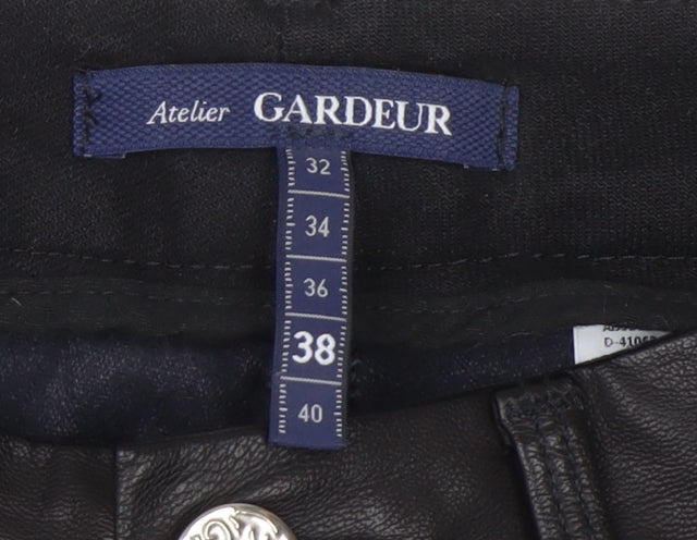 Atelier Gardeur Women's Black Faux Leather Slim Trousers Size 10
