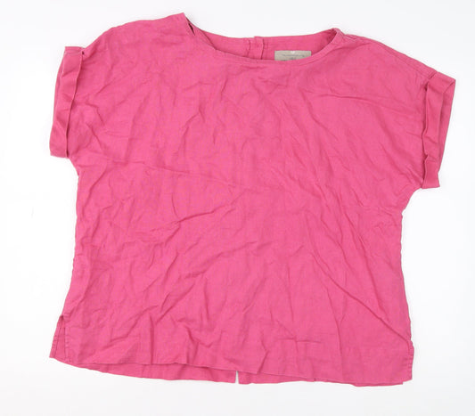 Paul Costelloe Living Women’s Pink Linen Button Back Blouse Size L