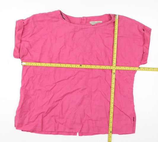 Paul Costelloe Living Women’s Pink Linen Button Back Blouse Size L