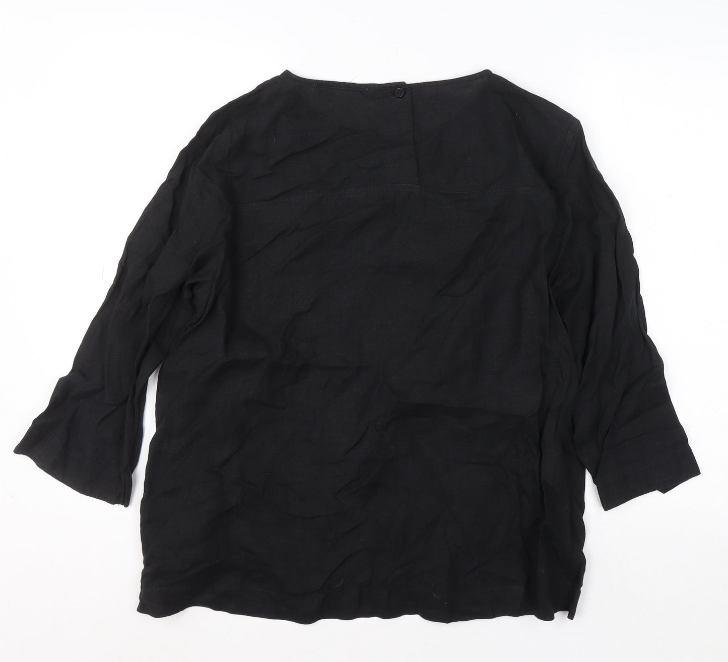 Carolyn Donnelly Black Linen Tunic Blouse UK 14 Women’s 3/4 Sleeve