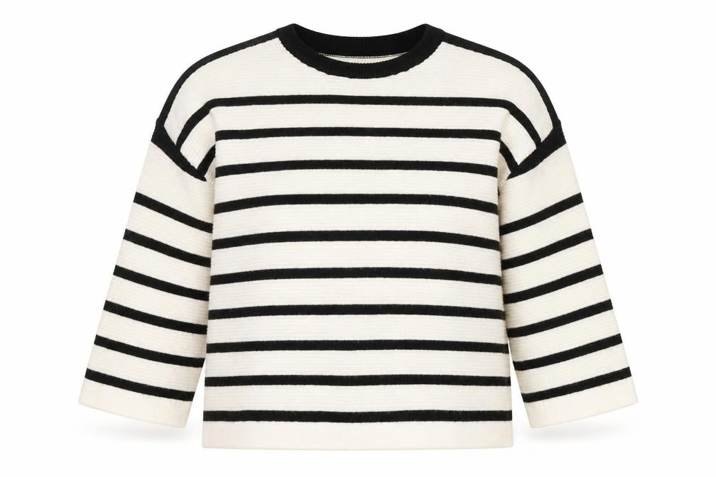 Gallery Women’s Black Ivory Striped Pullover Jumper Size L