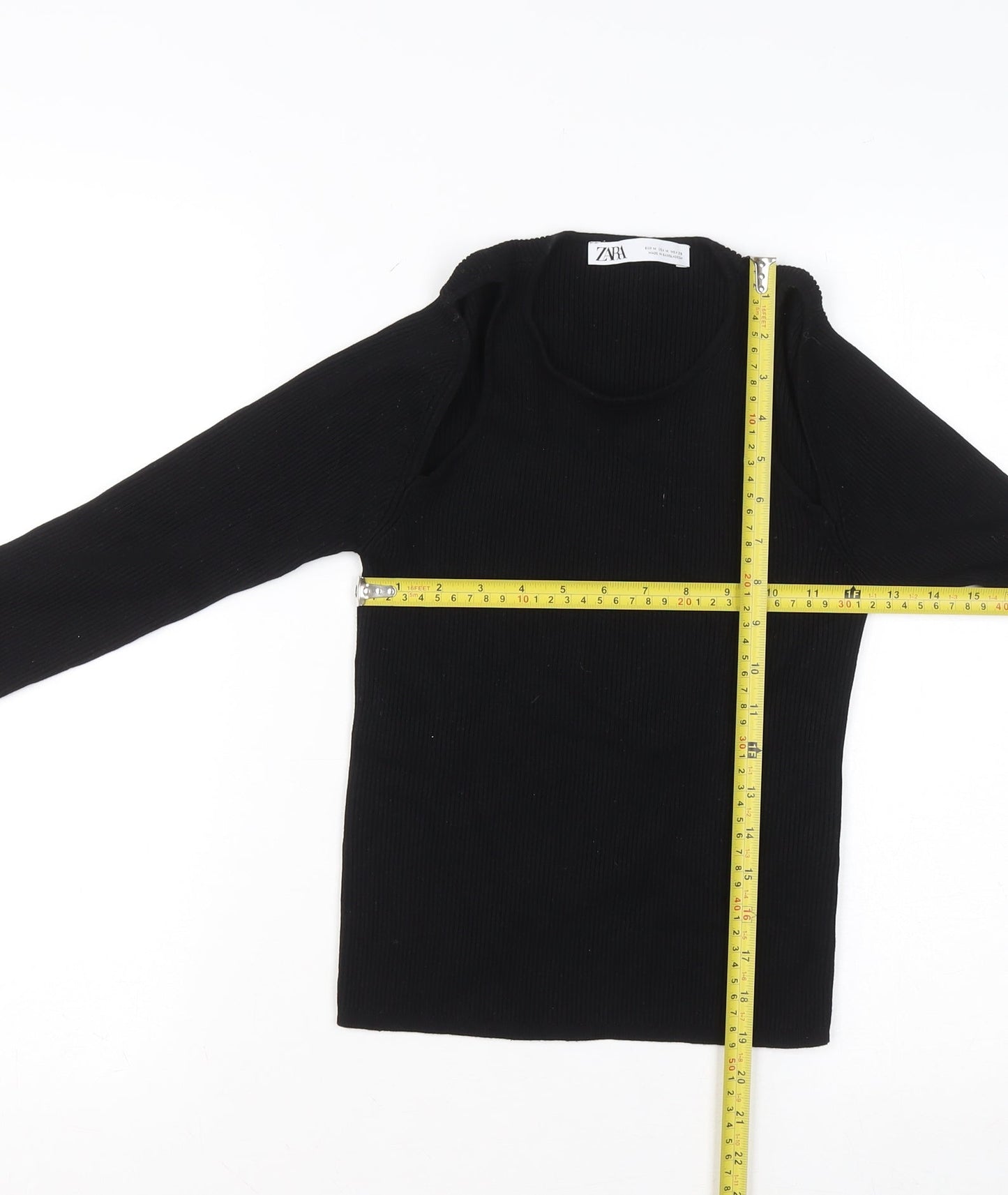 Zara Womens Black Slim Fit Knit Pullover Jumper Size 12