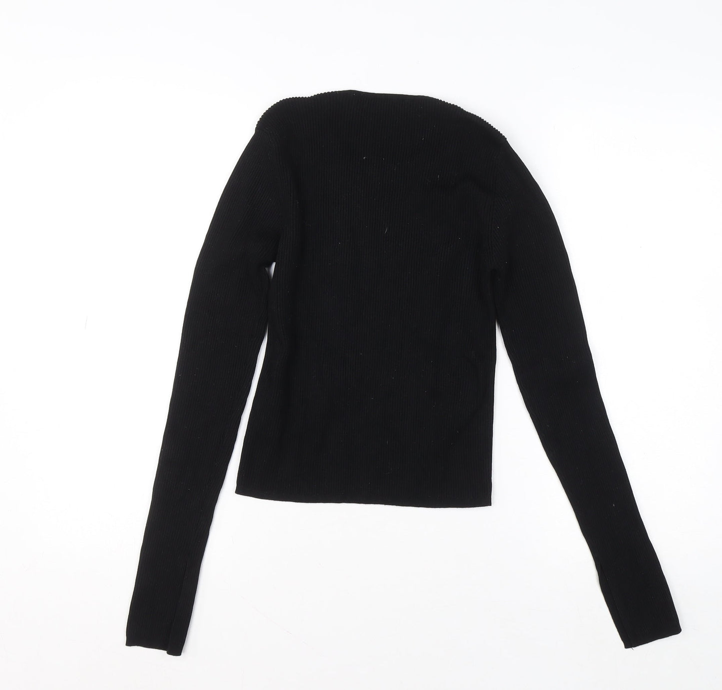 Zara Womens Black Slim Fit Knit Pullover Jumper Size 12