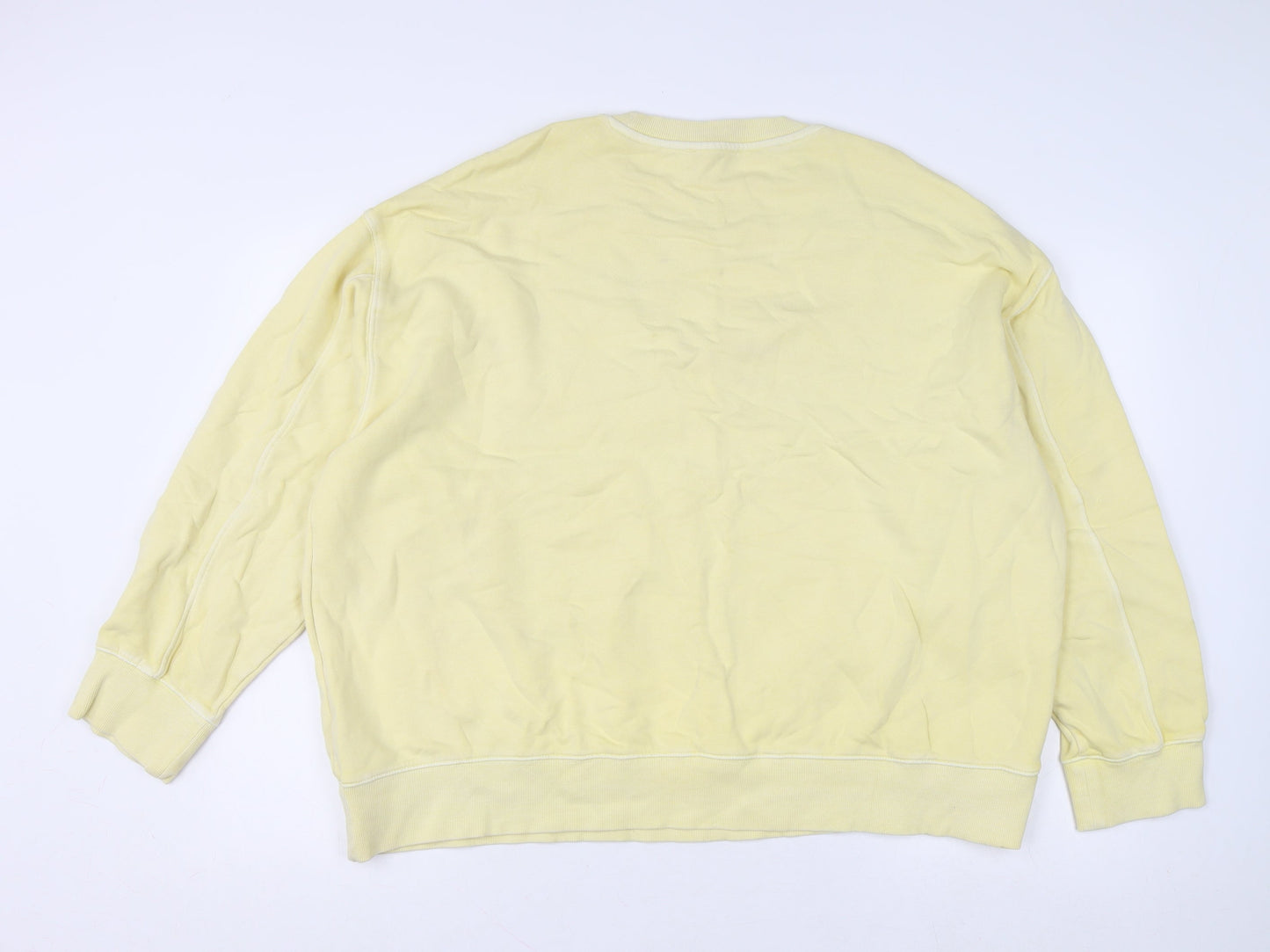 Marks and Spencer Women's Yellow Cotton Crew Neck Pullover Jumper Size L