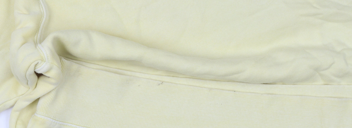 Marks and Spencer Women's Yellow Cotton Crew Neck Pullover Jumper Size L