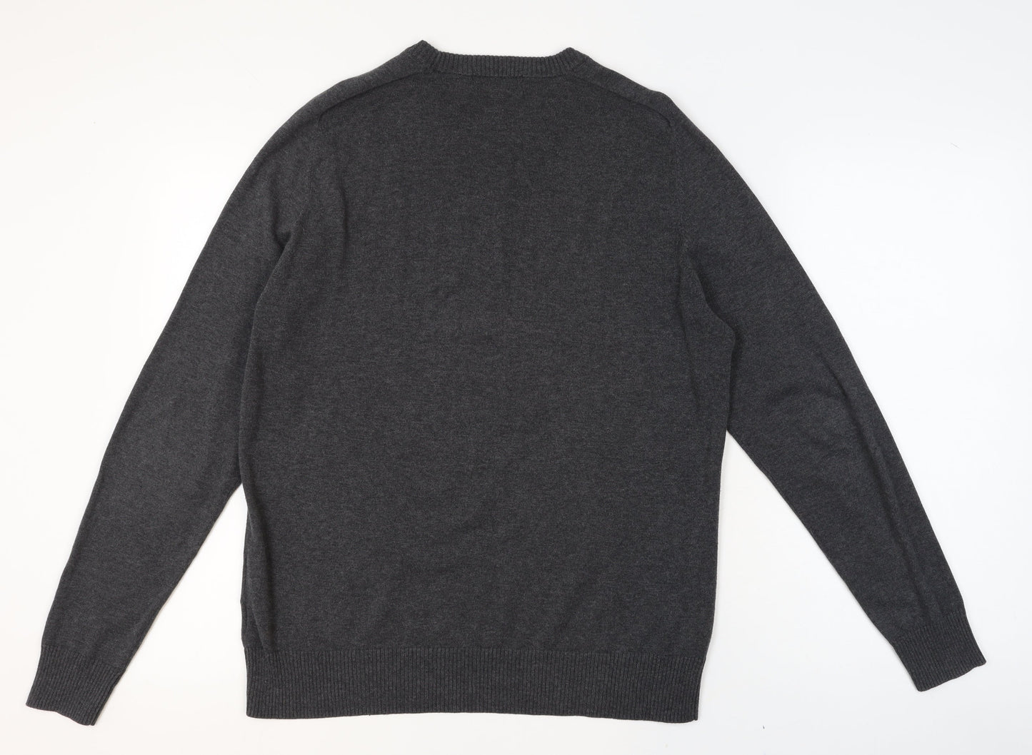 Bench Mens Grey Cotton Crew Neck Jumper Size M Classic Knit