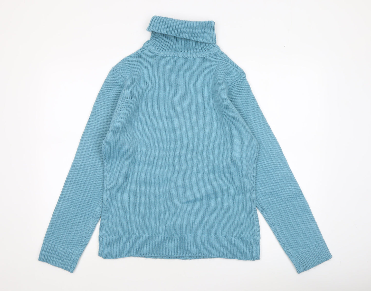 Armand Thiery Women’s Blue Roll Neck Cable Knit Acrylic Jumper L
