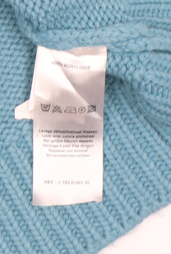 Armand Thiery Women’s Blue Roll Neck Cable Knit Acrylic Jumper L