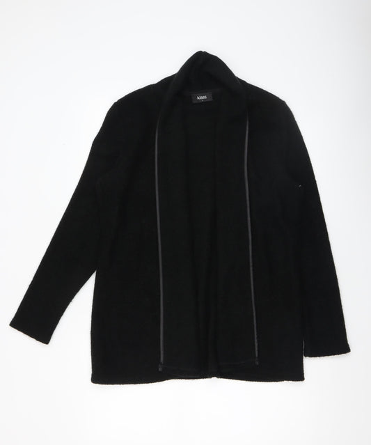 Klass Women Black Long Sleeve Open Front Acrylic Cardigan Size S