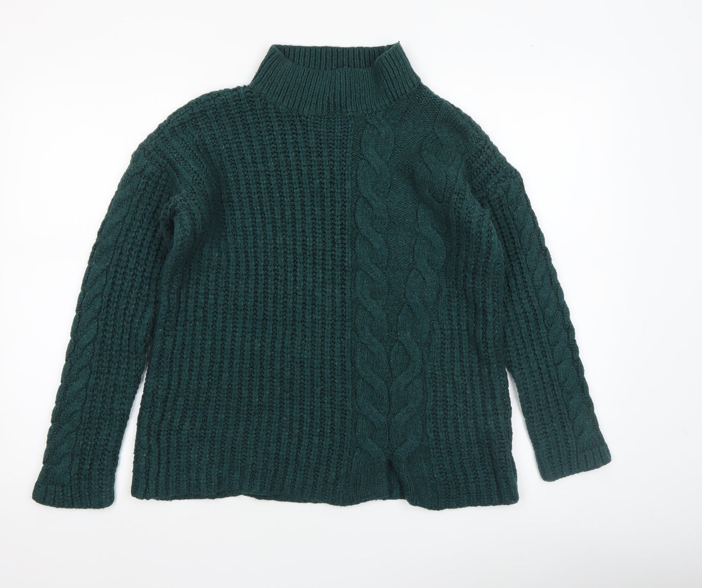 A Pea in the Pod Womens Green Cable-Knit Mock Neck Jumper Size S