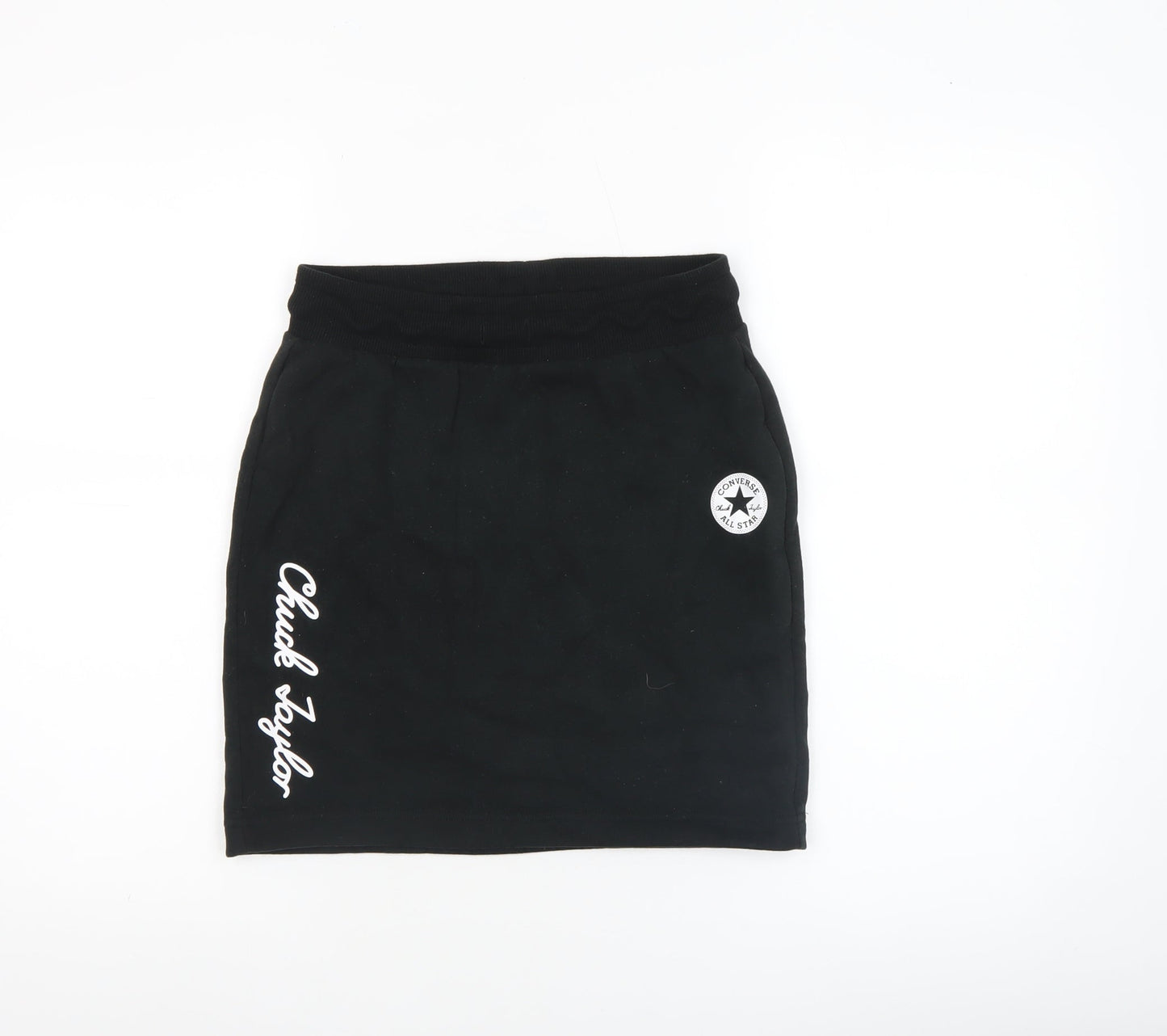 Converse Girls Black Pencil Skirt L 12-13 Years Cotton Blend Chuck Taylor