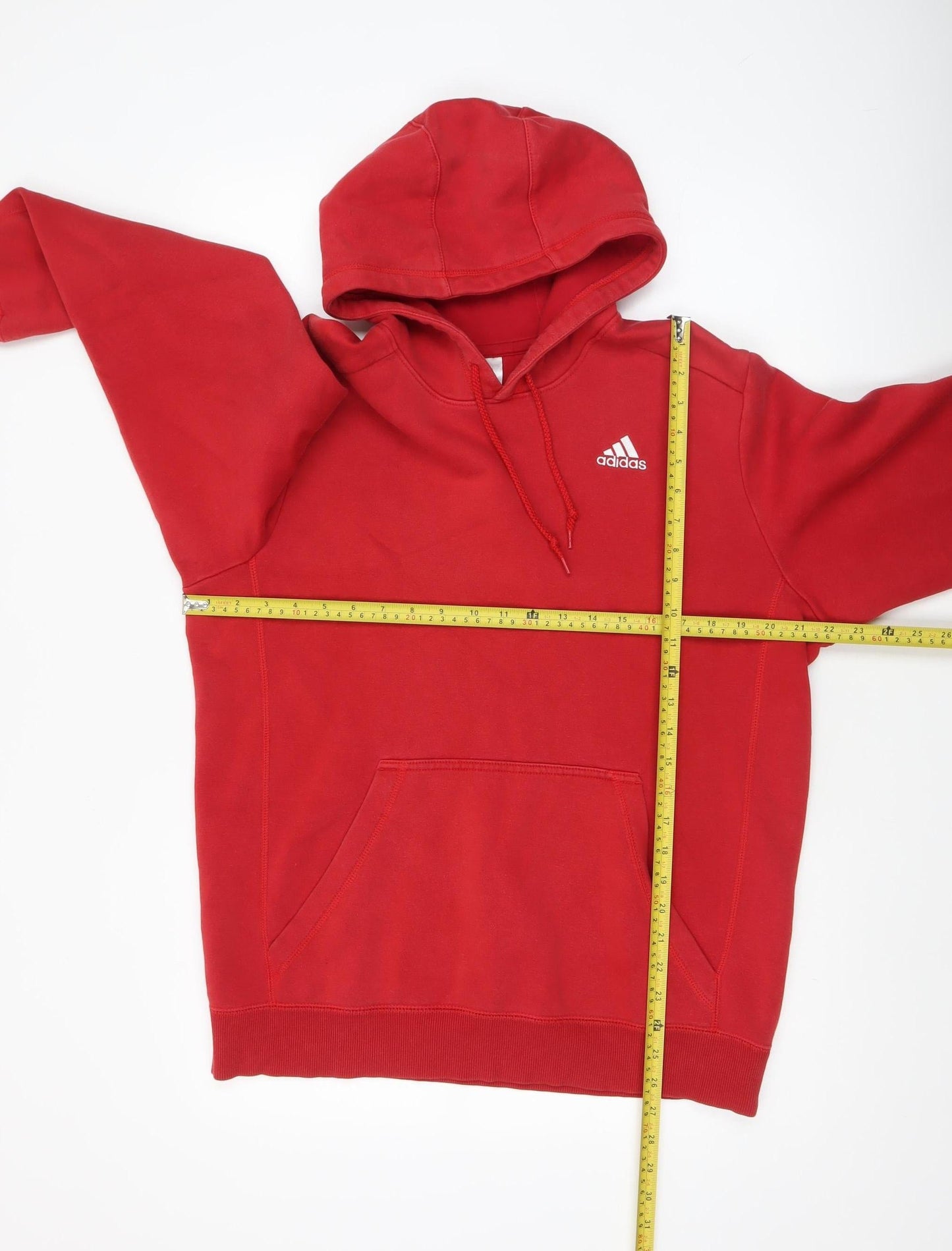 Adidas Men's Red Pullover Hoodie Medium Cotton Blend