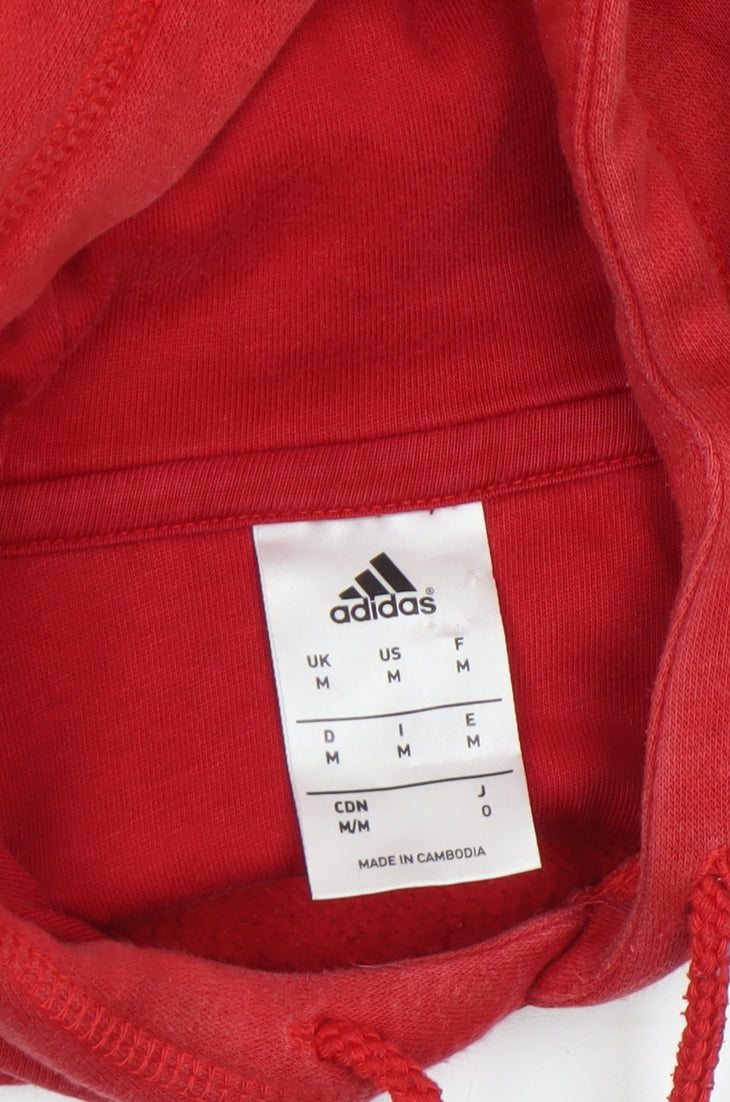 Adidas Men's Red Pullover Hoodie Medium Cotton Blend