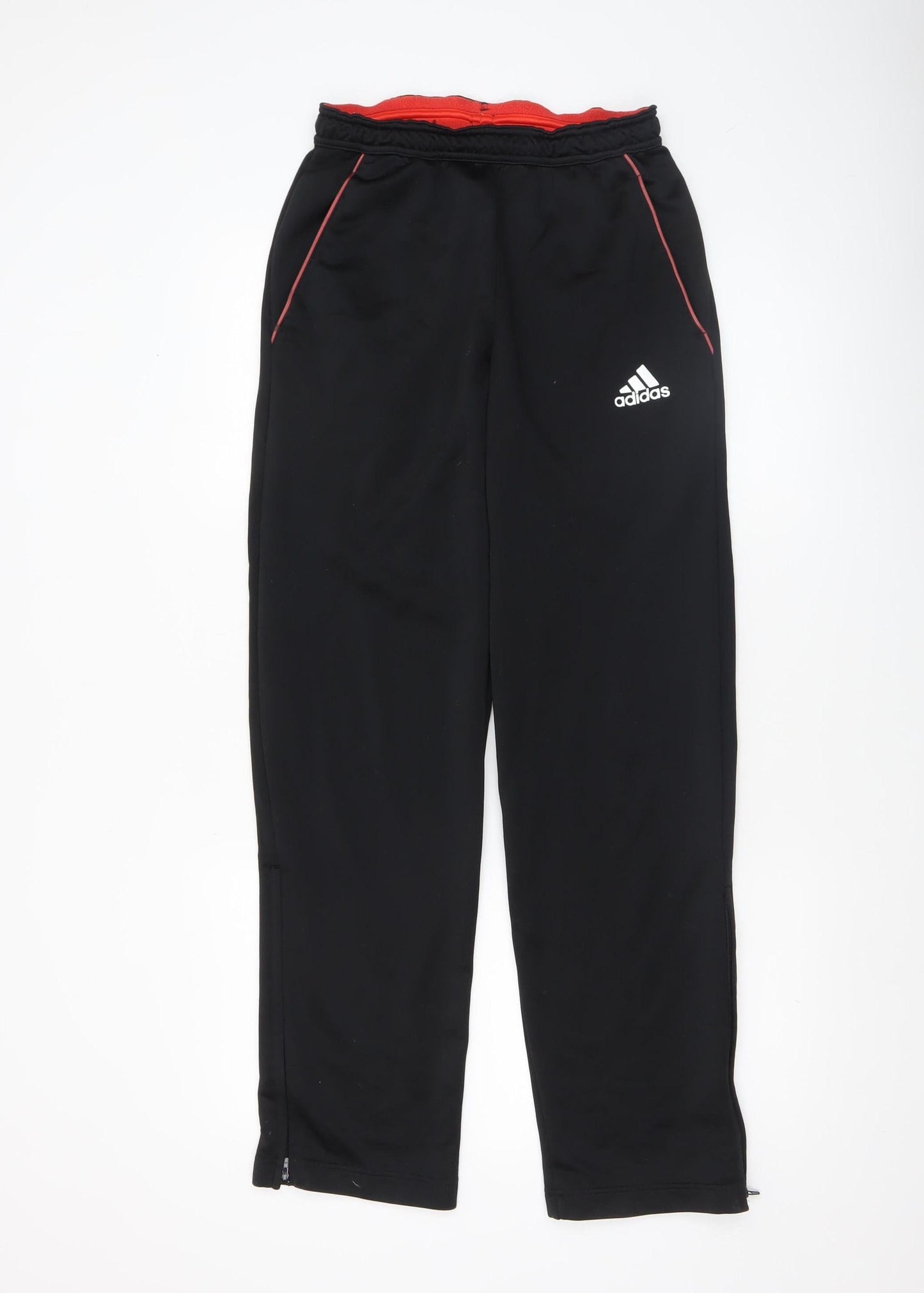 Adidas Men's Black Jogger Trousers S Elastic Waist Zip Hem