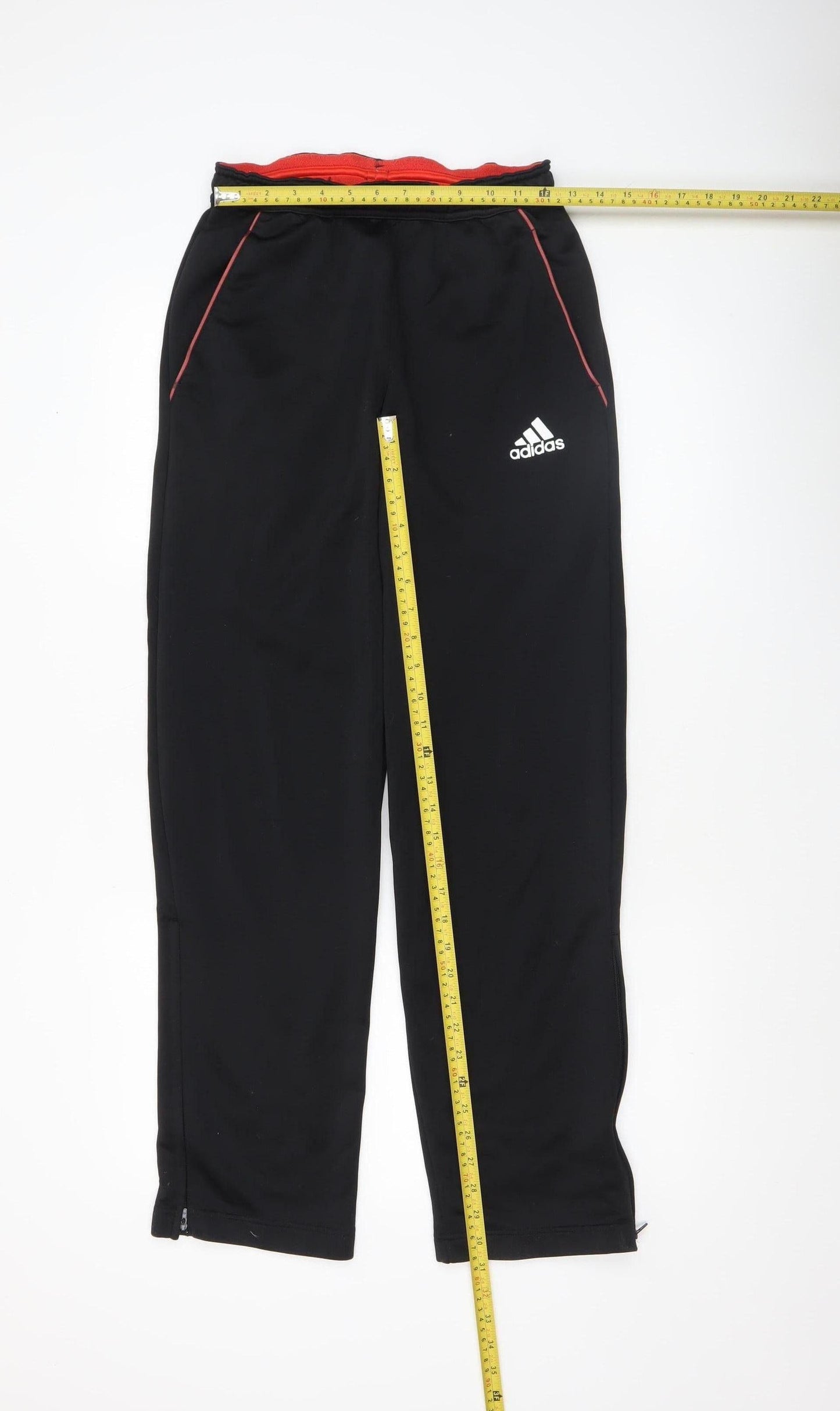 Adidas Men's Black Jogger Trousers S Elastic Waist Zip Hem