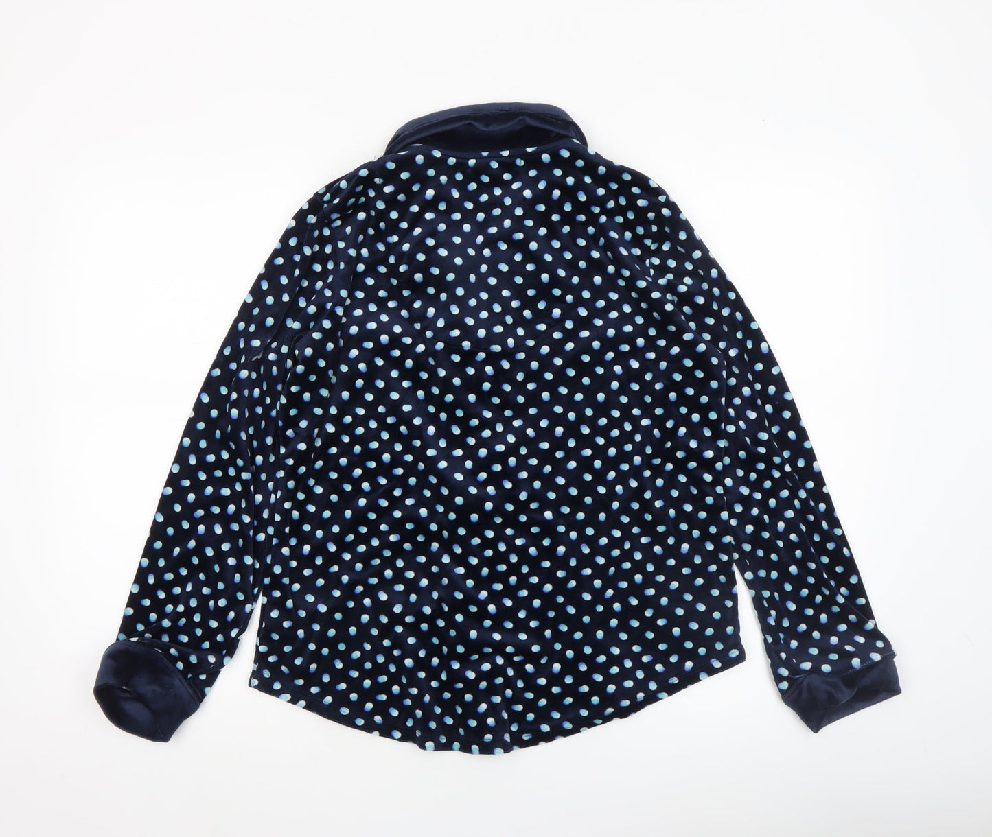 Carole Hochman Women Blue Polka Dot Velour Pyjama Top S