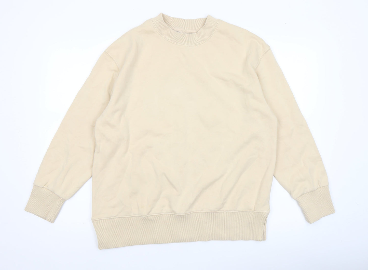 Next Women Beige Crew Neck Pullover Sweatshirt M