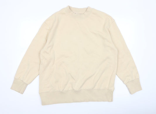 Next Women Beige Crew Neck Pullover Sweatshirt M