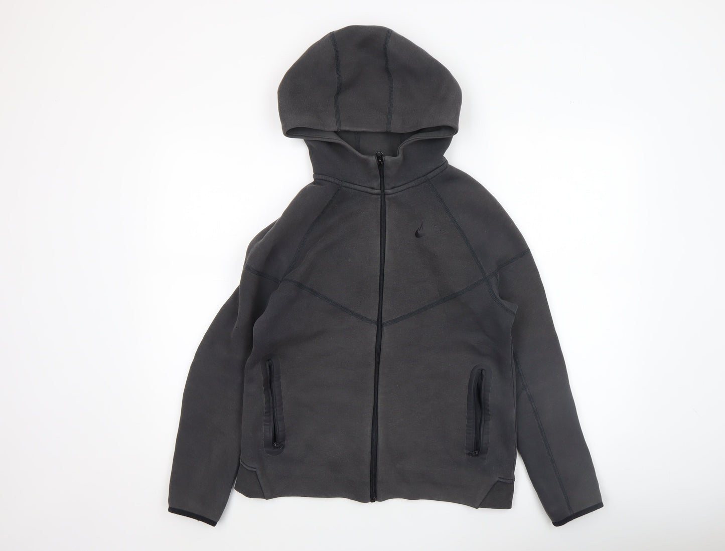 Nike Boys Black Full Zip Hoodie XL 158-170cm Fleece Lined Casual