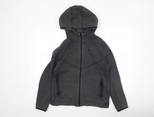 Nike Boys Black Full Zip Hoodie XL 158-170cm Fleece Lined Casual