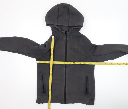 Nike Boys Black Full Zip Hoodie XL 158-170cm Fleece Lined Casual