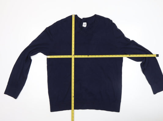 GAP Men’s Blue Cotton V-Neck Pullover Jumper Size L