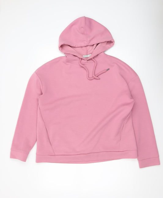 Stradivarius Women Pink Pullover Hoodie Size L Viscose Blend