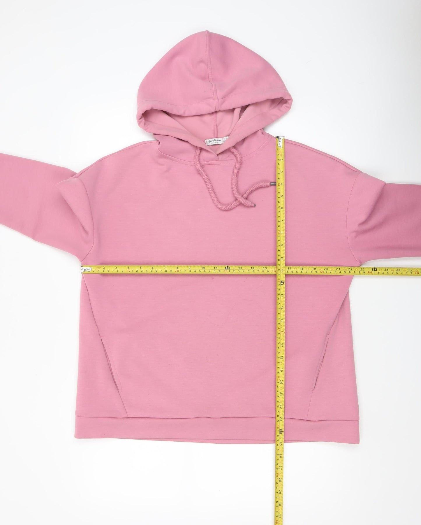 Stradivarius Women Pink Pullover Hoodie Size L Viscose Blend