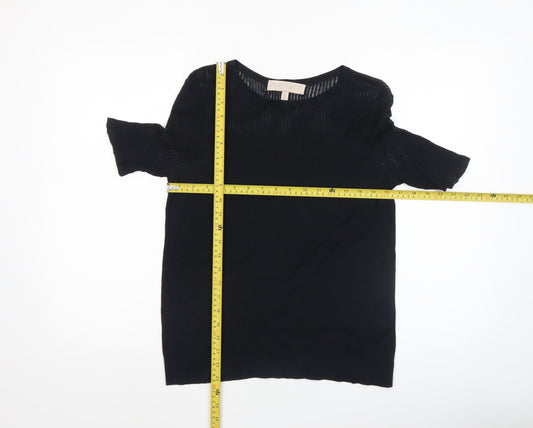Fenn Wright Manson Womens Black Size 12 Knit Short Sleeve Crew Neck Jumper