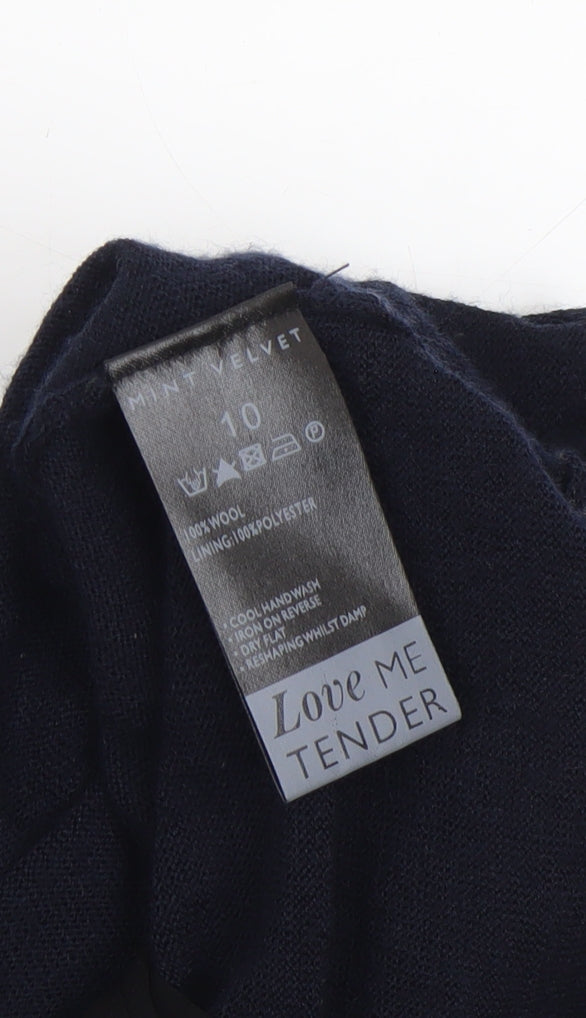 Mint Velvet Womens Black Wool Tunic Jumper Size 10 Long Sleeve