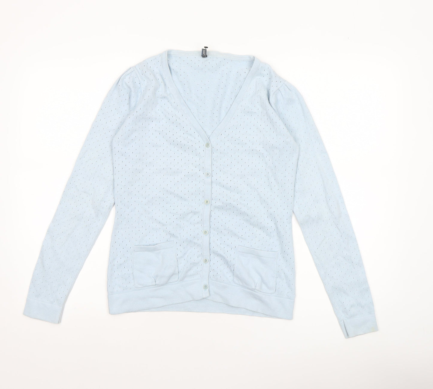 Atmosphere Women Blue Cotton Button Cardigan Size 8