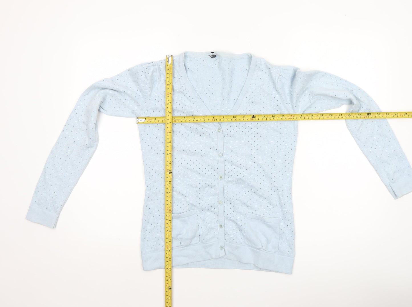 Atmosphere Women Blue Cotton Button Cardigan Size 8