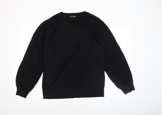 Patra Womens Black Cotton Crew Neck Long Sleeve Pullover Jumper Size L