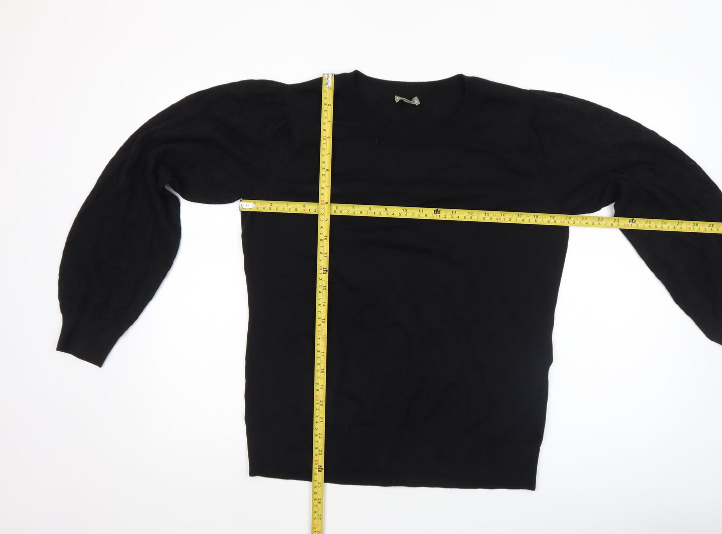 Patra Womens Black Cotton Crew Neck Long Sleeve Pullover Jumper Size L