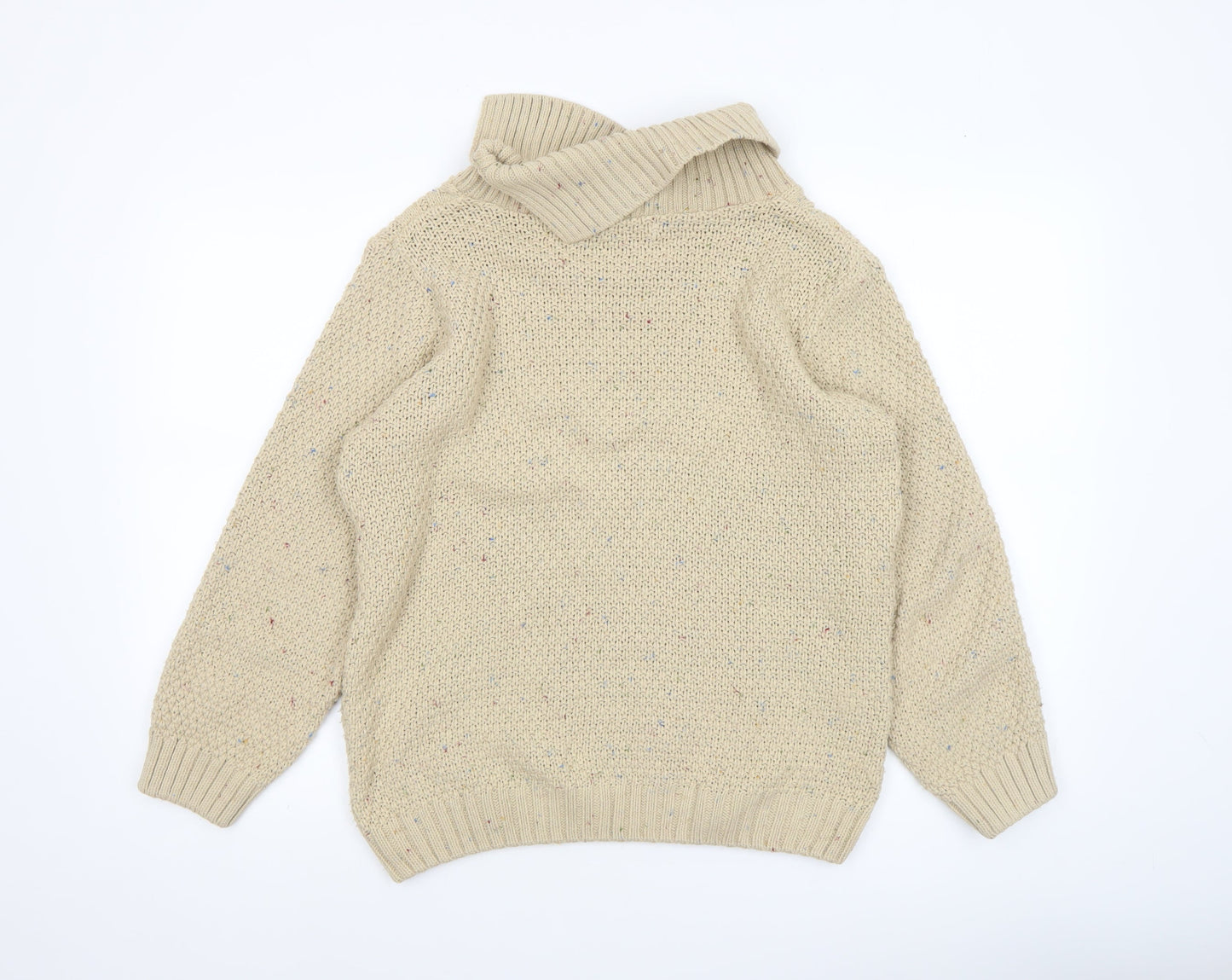 Country Rose Womens Beige Roll Neck Cable Knit Jumper Size S
