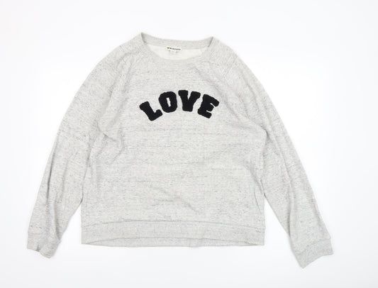 Whistles Women Grey LOVE Pullover Sweatshirt Size L Cotton Blend