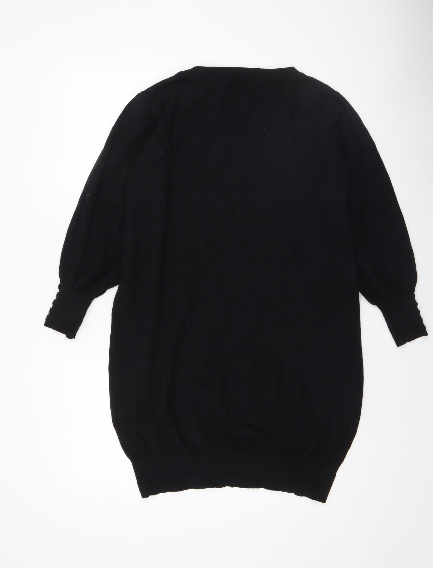 Roman Women's Black Size 12 Long Sleeve Knit Pullover Jumper