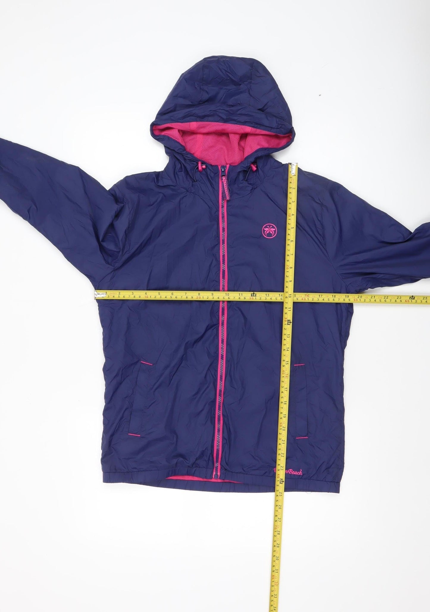 Urban Beach Women's Blue Hooded Windbreaker Jacket Size 12