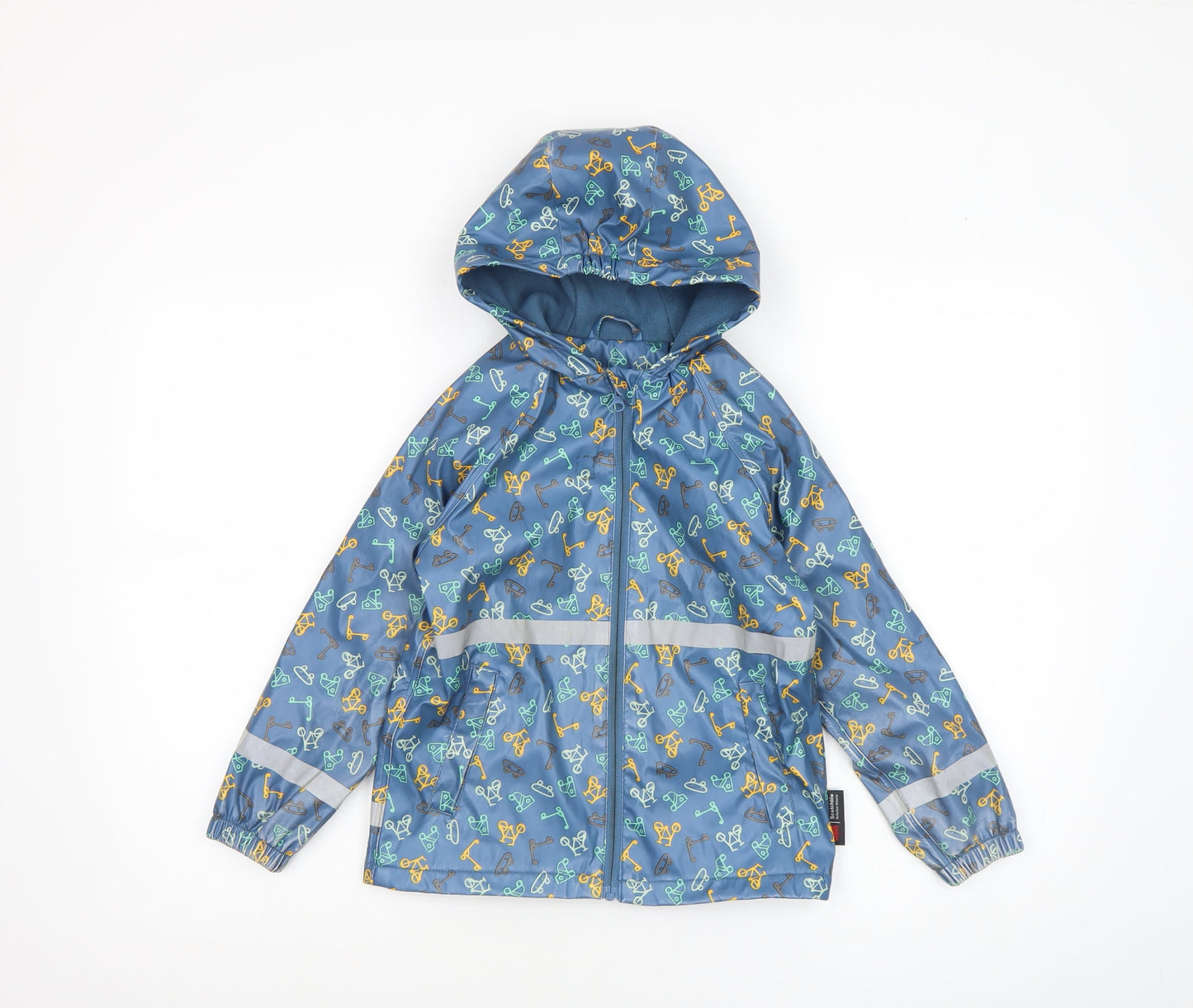 Lupilu Boys Blue Waterproof Hooded Rain Coat 4-6 Years Reflective Lined Jacket